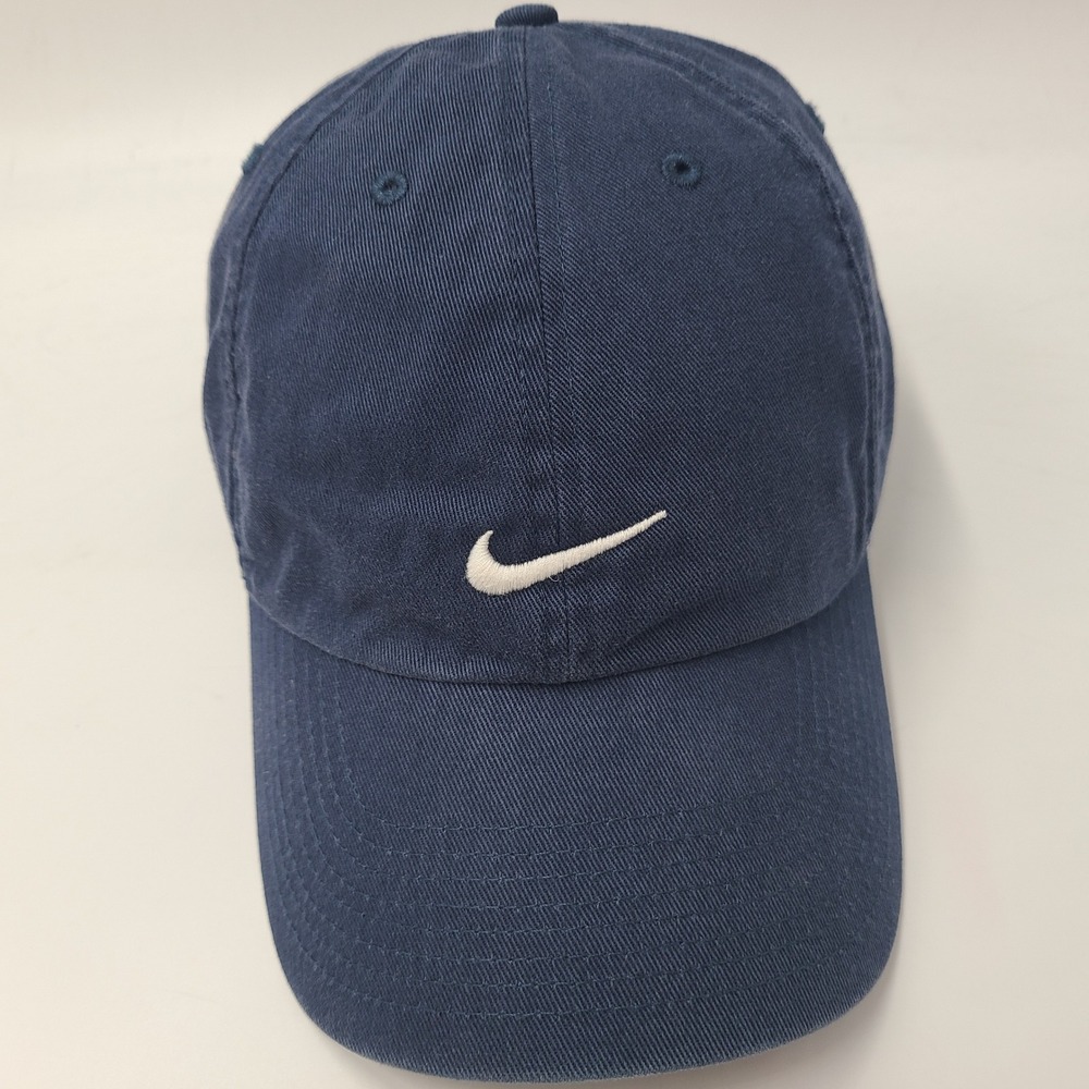 Nike Hat Strapback Blue White Swoosh Logo Heritage86 Casual Cotton Dad Cap Men